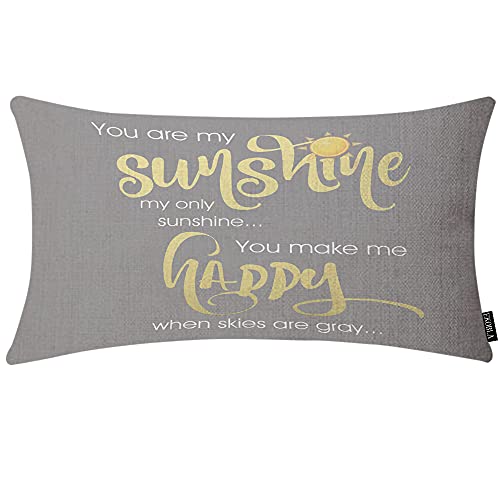 EKOBLA Motivational Phrase Home Decorative Throw Pillow Covers You are My Sunshine Yellow Gray Chevron Farmhouse Rectangle Cushion Cover Pillowcases Cotton Linen Cushion Cover 12x20 Inches - color: Multi-bs04, size: 20" x 12" (Pack of 1)