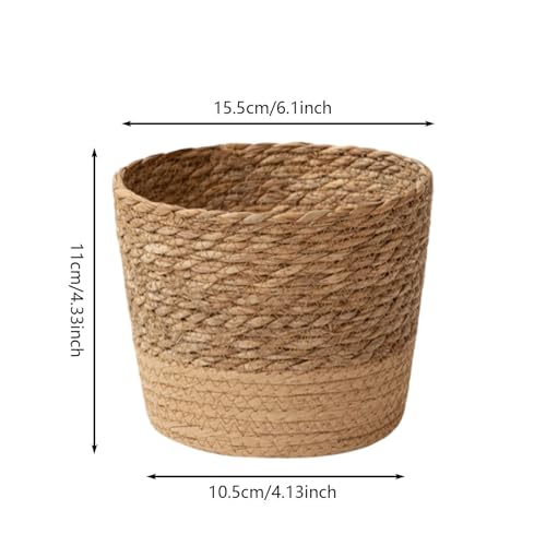 Seagrass Planter Basket, Plant Pot Succulent Organizer, Indoor Boho Woven Storage Basket with Drainage Holes for Indoor Plants, Outdoor Garden, Balcony, Patio (Khaki S) - color: Khaki S