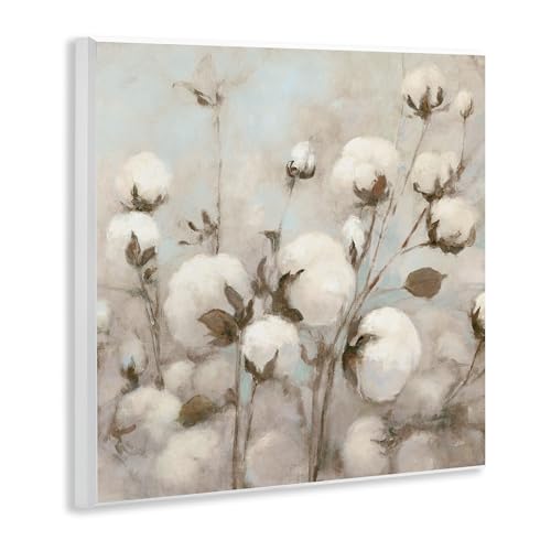 Stupell Industries 'Neutral Cotton Flower Painting', Wall Plaque Art, 12 x 12 Inches, Easy to Hang and Sturdy, Made in USA, by Julia Purinton - size: 12"L x 12"W, style: Wall Plaque (0.5"D)