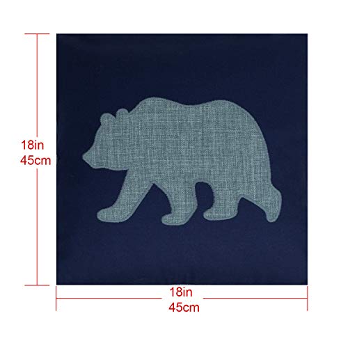 Navy Cotton Pillow Case Decorative Bear Pillow Cover for Sofa Cushions Covers 18x18 Inches (Navy) … - color: Bear-navy