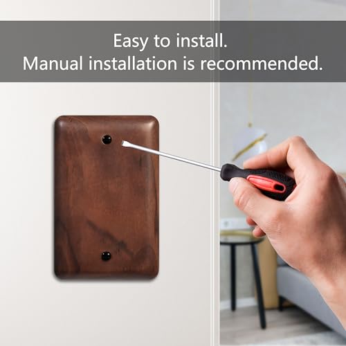 Gloss Finish Blank Wall Plate Solid Wood 1-Gang Cover Plate in Premium North American Walnut - color: Walnut wood, size: Blank Wall Plate
