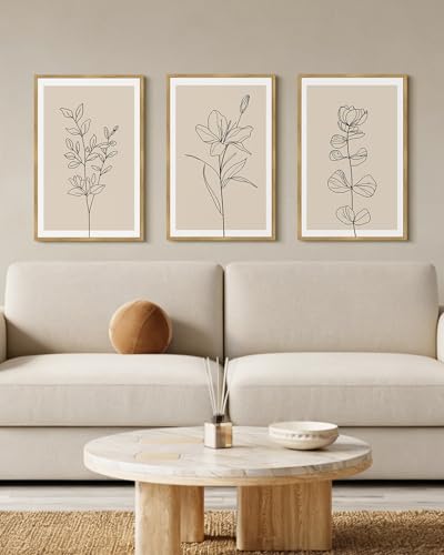 Drsoum Flower Bouquet Framed Retro Wildflower Botanical Pictures Prints Minimalist Modern Nature Plant Floral Rustic Artwork Bedroom Hallway Ready to Hang 16x24in Natural Framed - color: Vintage Dark Moody Flower, size: 24L" x 16W", Natural Framed