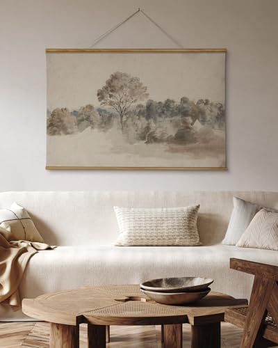 VIYYIEA Extra Large Size Canvas Wall Art, 36x54 Vintage Scroll Hanging Landscape Print, Rustic Watercolor Countryside Scene Wall Décor for Living Room, Bedroom, or Farmhouse - color: Anthony’s Grove