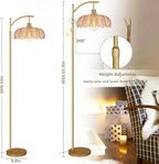 QIYIZM Glass Floor Lamp for Living Room,Bedroom,Gold Dimmable Standing Lamp with Remote,Mid Century Modern Brass Tall Lamp Boho Floor Lamps Arc Stained Flower Floor Light Lamp Bohemian - size: 35-Floor Lamp