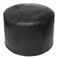 Unstuffed Ottoman Pouf Cover 20 X 15 Inch, Round Pu Leather Foot Stool, Floor Bean Bag(No Filler), Foot Rest with Storage for Living Room/Bedroom/Office, Black - color: Black