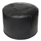 Unstuffed Ottoman Pouf Cover 20 X 15 Inch, Round Pu Leather Foot Stool, Floor Bean Bag(No Filler), Foot Rest with Storage for Living Room/Bedroom/Office, Black - color: Black