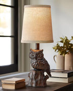 G-SAFAVA 14.25" Small Table Lamp for Living Room Farmhouse Bedside Resin Single Lamp with Brown Owl Lamp Shape for Bedroom Retro Rustic Nightstand Lamp - color: ‏‏‎ ‎‏‏‎ ‎Brown