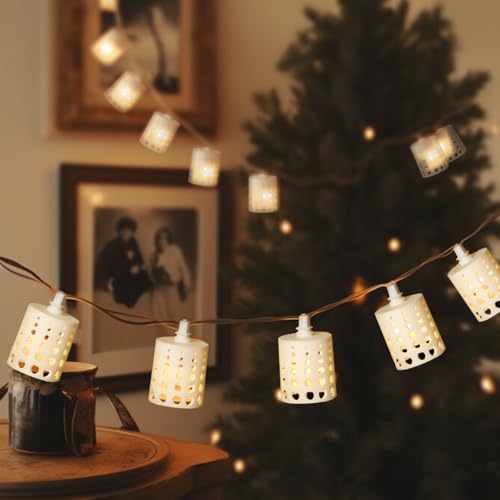 Vigdur 10FT Lantern String Lights - Hollow-Out Style Indoor String Lights Connectable Waterproof Indoor Outdoor Patio Lights for Garden Party Bedroom Christmas Decor - color: Cream