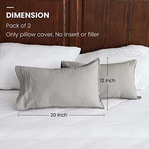 Simple&Opulence Linen Lumbar Pillow Covers 12x20 Inch Set of 2 Flax Cotton Blend Rectangular Decorative Throw Cushion Cover for Couch Sofa Bedroom Office Soft Breathable Farmhouse - Grey - color: Grey, size: 12"x20"