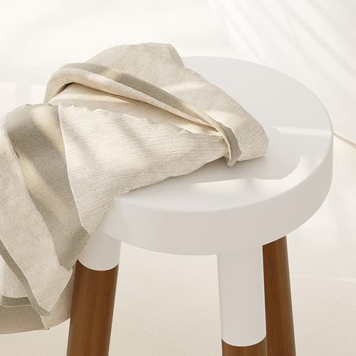LitaEther 12" Reverse Dipped Wood Plant Stand, Wood Accent Stool,Milking Stool Drinking Table Small Side Table Set (18"+20" Tall) - size: 18"+20" Tall