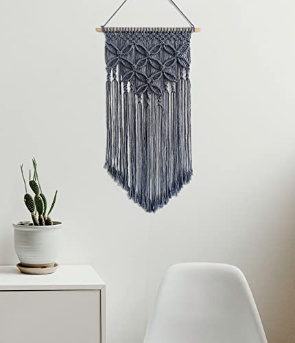 Winterdemoon Handmade Cotton Home Decor Macrame Wall Hanging Grey - color: Grey1