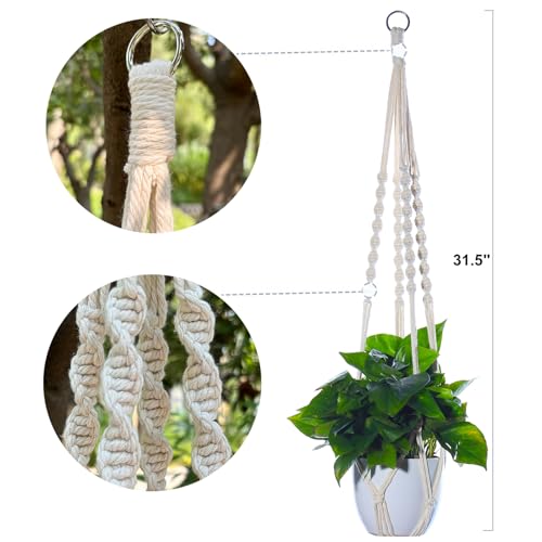 DANELYNN Plant Hanger, Hanging Planter Basket with Wood Beads, Decorative Boho Flower Pot Holder for Indoor Outdoor Plants(Pots Not Included)﻿ (2)