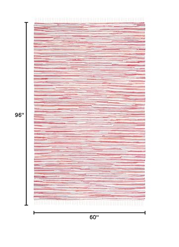 SAFAVIEH Rag Rug Collection Area Rug - 5' x 8', Red & Multi, Handmade Boho Stripe Cotton, Ideal for High Traffic Areas in Living Room, Bedroom (RAR129R) - color: Red/Multi, size: 5' x 8' (Rectangular)