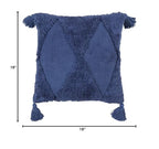 SARO LIFESTYLE Allman Collection Tufted Diamond Tassel Pillow Cover, 18", Navy Blue - color: Navy Blue, size: 18" Cover