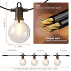 Kawaya 300FT Outdoor String Lights - LED Waterproof Patio Light for Outside with 146+4 G40 Globe Blubs - Shatterproof Hanging Lights for Porch Bistro Backyard Gazebo Balcony Cafe - size: 300FT