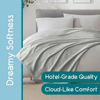 Vellux 100% Cotton Blanket, Twin, 66x90, Grey | Soft, Breathable Knit, Lightweight, All Season, Machine Washable, Oeko-Tex Certified, Hotel Quality - color: Grey, size: Twin