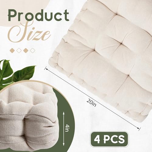 Jerify Floor Pillow Cushions Large Round Square Large Meditation Floor Pillow for Classroom Adult Meditation Picnic Party Seating Learning Daycare School(Square,Ivory White,4 Pcs) - color: Ivory White, size: Square 20 x 20