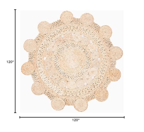 SAFAVIEH Natural Fiber Round Collection 10' Round Natural NF161A Handmade Boho Charm Farmhouse Jute Area Rug - size: 10' (Round)