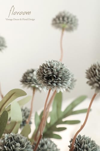 Floroom 5pcs Dusty Sage Green Faux Silk Mums Artificial Flowers, Bulk Fake Small Mini Chrysanthemums with Stems for DIY Wedding Centerpieces Floral Arrangements Vase Fillers Home Decorations - color: Dusty Sage Green, size: 5pcs