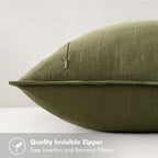 MIULEE Olive Green Linen Pillow Covers Pack of 4 Decorative Natural Solid Throw Pillow Covers Soft Accent Boho Farmhouse Couch Pillowcases Modern Spring Decors for Living Room Bed Sofa 24x24 Inch