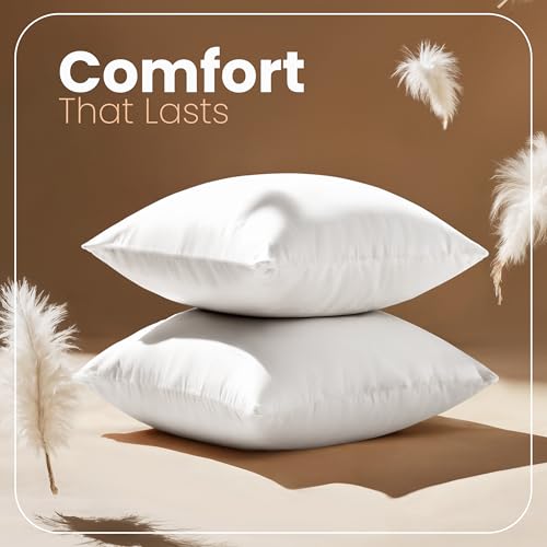 Utopia Bedding 12x12 Pillow Inserts, Set of 2, White – Indoor Decorative Throw Pillows for Bed, Sofa & Couch – Soft, Supportive & Fluffy Cushion Inserts - color: White, size: 12x12 Inch