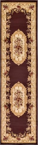 Unique Loom Versailles Collection Area Rug - Henry (2' 7" x 10' Runner Brown/Cream) - color: Brown/Cream, size: 2'7" x 10' (Runner)
