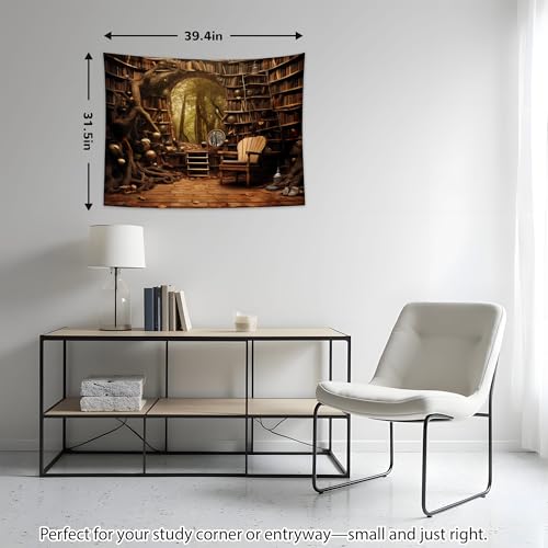 QGHOT Bookshelf Tapestry, Fairy Tale Forest Academic Tapestry Wall Hanging Fantasy Witch Backdrop for Bedroom Living Room Decor 39.4" x 31.5" - color: D, size: 31.5"L x 39.4"W