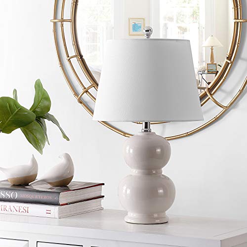 SAFAVIEH Lighting Collection Everlee Modern Contemporary Ivory Ceramic Double Gourd 22-inch Bedroom Living Room Home Office Desk Nightstand Table Lamp (LED Bulb Included) - color: Ivory