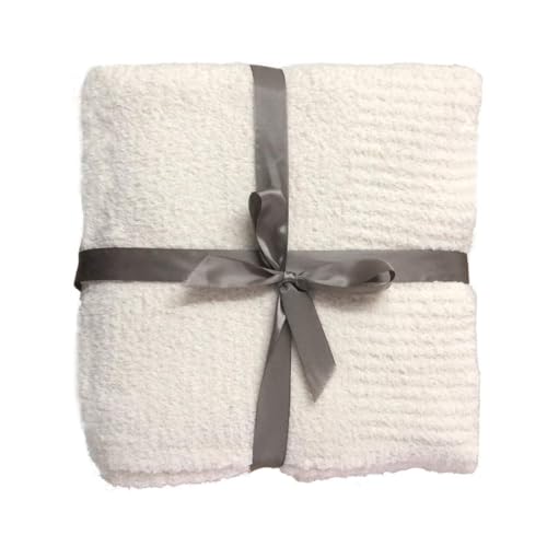 Knit Throw Blanket Super Soft Warm Blanket for Couch Lightweight Fluffy Blanket for Bed Sofa 50x60 Inches Cream - color: Cream, size: 50x60