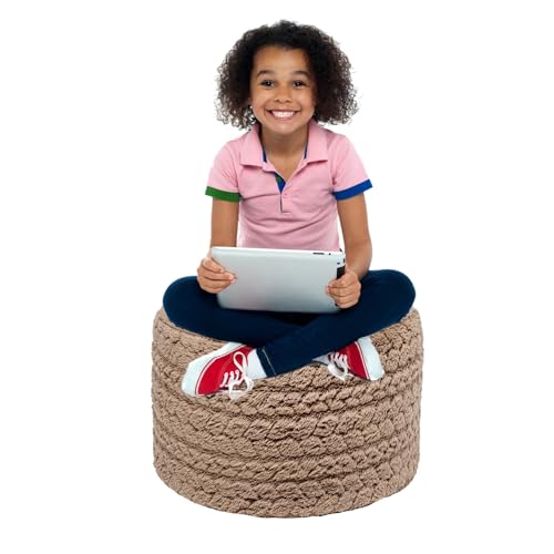Asuprui 20x14 Inch Unstuffed Ottoman Pouf Cover – Lightweight Foot Rest, Floor Bean Bag Chair, Storage Pouf for Living Room, Bedroom & Balcony (Filler Not Included) (Light Coffee) - color: Light Coffee