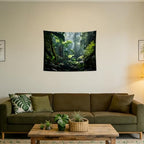 QGHOT Jungle Tapestry Wall Hanging Tropical Rainforest Backdrop Green Palm Leaves Tapestry Extra Large Forest Wall Art for Bedroom Living Room Office Decor 31.5" L x 39.4" W - size: 31.5"L x 39.4"W