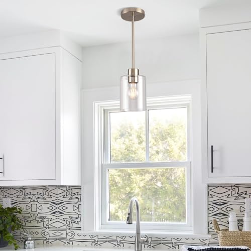 Brushed Nickel Pendant Lights,Modern Farmhouse Pendant Light,Light Fixture Kitchen Pendant Mini Hanging Light for Sink Island,Adjustable Height,Home Décor Lighting(Brushed Nickel 1 pack Stem Rod) - color: Brushed Nickel 1 pack Stem Rod