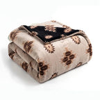 Sacred Thread Aztec Blanket Fleece, Reversible Native American Blanket, Western Throw, Native American Western (Coffee Flannel) (Full (60”x80”)) - color: Coffee Flannel, size: Full (60”x80”)
