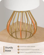 Gold Table Lamp, Small Gold Bedside Lamp with Metal Base & White Linen Lampshade, Modern Nightstand Lamp, Little Cute Desk Lamp for Bedroom, Living Room, 2700K LED Bulb Included, DCW06TL05 - color: White + Gold