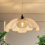 20 Inch Boho Flower Chandeliers for Dining Room Farmhouse Rattan Pendant Lights Girl Chandelier Hand Woven Bedroom Light Fixture Dimmable Plug in Hanging Lamp for Kitchen Island - size: 20 Inch Plug In