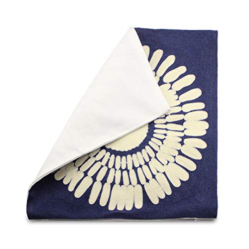 Embroidery Throw Pillow Covers 18x18 Home Decor Floor Pillows Cover 100% Cotton Cushion Cover Throw Pillow Case for Couch Dark Blue Sunflower Embroidered Pillow 45x45cm, Navy Blue, 1 Piece - color: Dark Blue