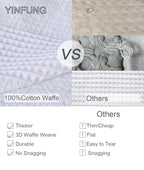 YINFUNG Waffle Duvet Cover 100% Cotton Queen White Textured Waffle Weave Knit Striped Tufted Geometric Bedding Set Crisp White Farmhouse Hotel 90x90 - color: White, size: Queen