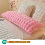 LIFEREVO Fluffy Faux Rabbit Fur Body Pillow Cover, Soft Cute Bubble Waffle Shaggy Plush Bed Body Pillowcase with Zipper Closure, Long 20"x54" Fuzzy Furry Pillow Case for Pregnancy Side Sleeper, Pink - color: Pink