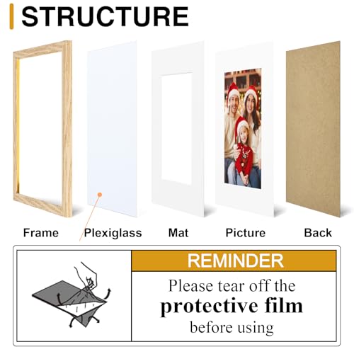 decorUhome 4x6 Picture Frame Set of 10, Display Photos 3.5x5 with Mat or 4x6 Unmatted for Picture Frames Collage Wall Decor, Natural - color: Natural, size: 4x6