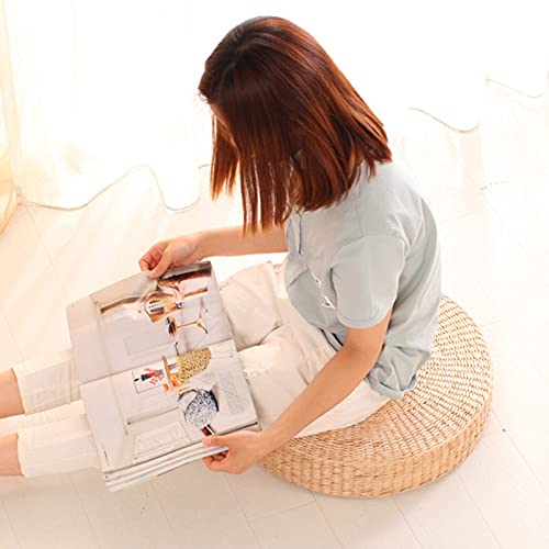 Comfortable Round Seat Cushion, Natural Straw Pouf Tatami Floor Pouf, Meditation Cushion 45cm - size: 45cm