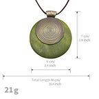 Leather Necklace for Women Long Boho Pendant Hippie Choker Necklace Bohemian Layered Leather Rope Wooden Jewelry Gifts - style: Green Big Wood Pendants