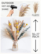 Pampas Grass Boho Decor Bouquet - Natural Dried Flowers Including Billy Balls,Eucalyptus,Bunny Tails Grass,Multi-Scene Decor for Home/Wedding/Living Room/Entryway | Versatile Ins-Style Home Ornament