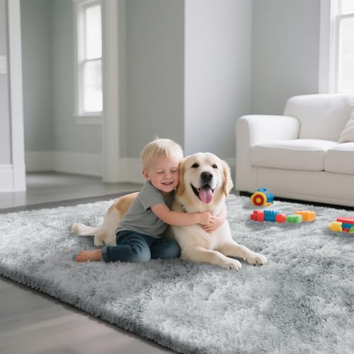 Fluffy Rug Shag Area Rug, Mottling Grey 2x4 Area Rugs for Bedroom, Small Bedside Rug, Soft Fluffy Shag Entryway Throw Rugs for Living Room Bedroom Room Home Decor - color: Mottling Grey, size: 2' x 4' (Rectangular)