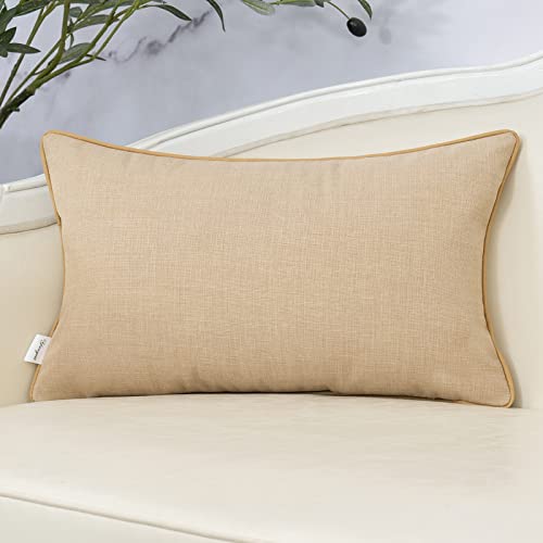 Yangest Patchwork Pillow Cover 12x20 Inch Luxury Cotton and Linen Cushion Cover Rectangle Pillowcover for Couch Bedroom Living Room,Khaki - color: Khaki, size: 20" x 12" (Pack of 1)