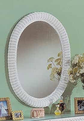 Wicker Mirror, White XL Oval 30" x 39" - color: White