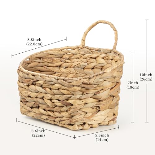 Hanging Wall Basket Handwoven Wicker Basket for Plants, Flowers & Storage, Rustic Farmhouse Wall Decor Organizer, Natural Water Hyacinth - color: Natural-water Hyacinth