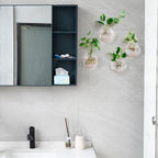 Mkono Wall Hanging Planter Propagation Station Glass Flower Vase for Hydroponics Plants, Bathroom, Home Office Living Room Decor Gift, Oblate Set of 4(Plants not Included)