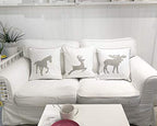 Animal Cotton Throw Pillow Covers Moose Pattren Embroidered 18x18 Inches for Couch Cushions Covers (White) - color: Moose-white