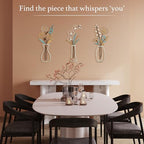 CarryWise 3 Piece Metal Flower Wall Art for Bedroom Living Room, Flower Blue gold - color: Blue Gold & Vase Flower