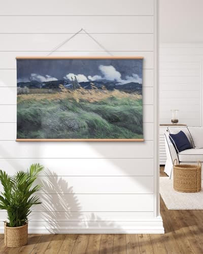 VIYYIEA Extra Large Canvas Wall Art, 36x54 Inch Impressionist Landscape Painting, Moody Windy Field Nature Wall Decor for Living Room or Bedroom, Above Sofa - color: Wind in the Grass
